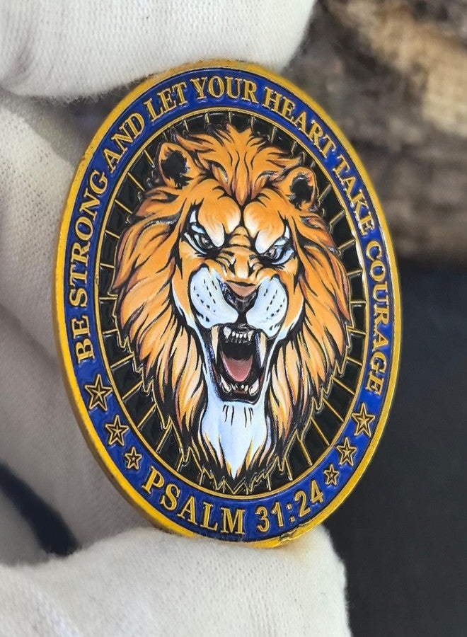 CYOUNG Christian Lion of Courage Inspirational Challenge Coin - Be Strong and Courageous - Image 3