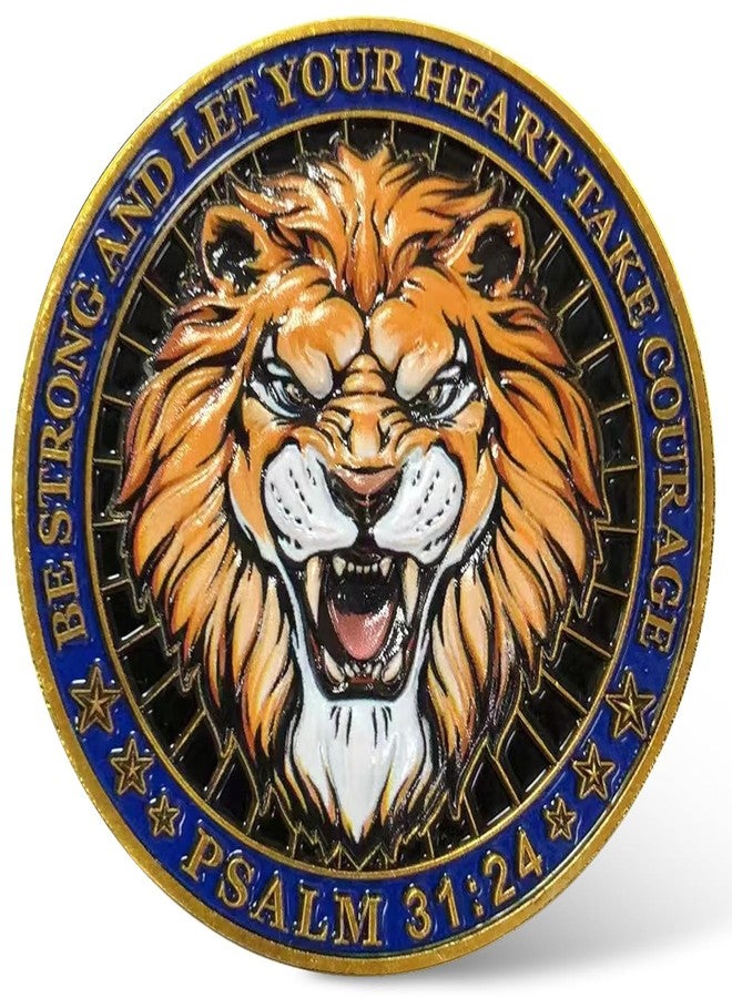 CYOUNG Christian Lion of Courage Inspirational Challenge Coin - Be Strong and Courageous - Image 1