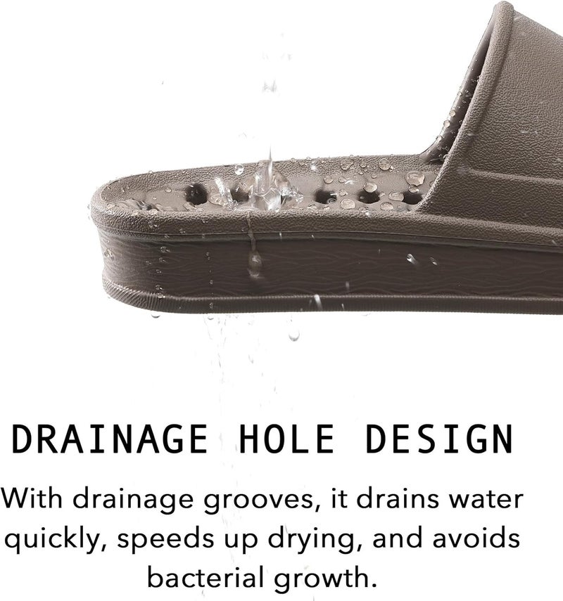 GETOEU Shower Shoes for Women and Men with Drain Holes Massage Slide Sandals Soft Cushioned Anti-Slip Pool Slides Comfort Thick Soled Gym Shower Shoes Quick Drying Bathroom Spa Slippers - Image 3