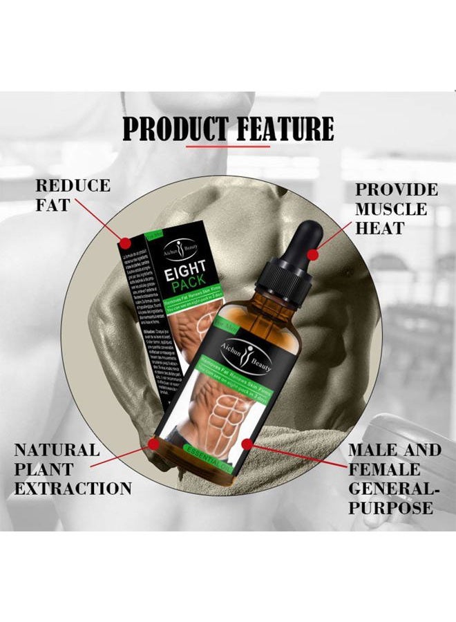 Aichun beauty Eight Pack Abdominal Essential Oil for Men Strong Waist Manly Torso Smooth Lines Press Fitness Belly Burning Muscle Fat Remove Renews Skin Weight Loss Slimming Cream 30ml  - Image 2