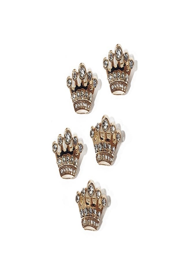 Mohan Shoppe Golden Color Crown Designer Brooch/Lapel Pin for Sherwani Coats Saree Blazers etc. Package of 5 piece - Image 1