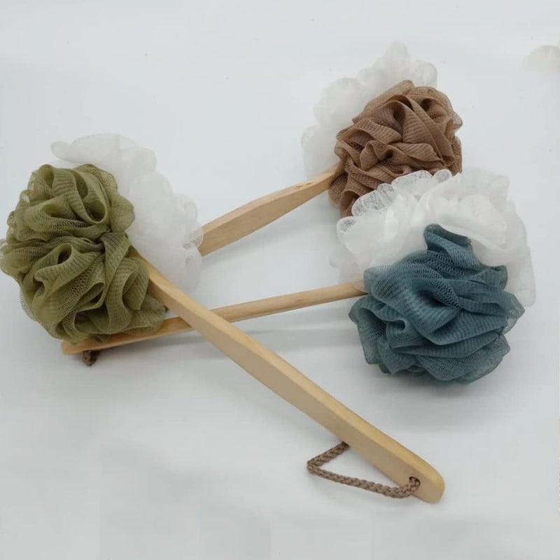MustHome Back Bathing Loofah With Wooden Handle for Men and Women | Loofah For Back Bathing with handle |Back Bathing Loofah Brush | Back Scrubber for Bathing (Dual Colour Mesh With Wooden Handle) - Image 5