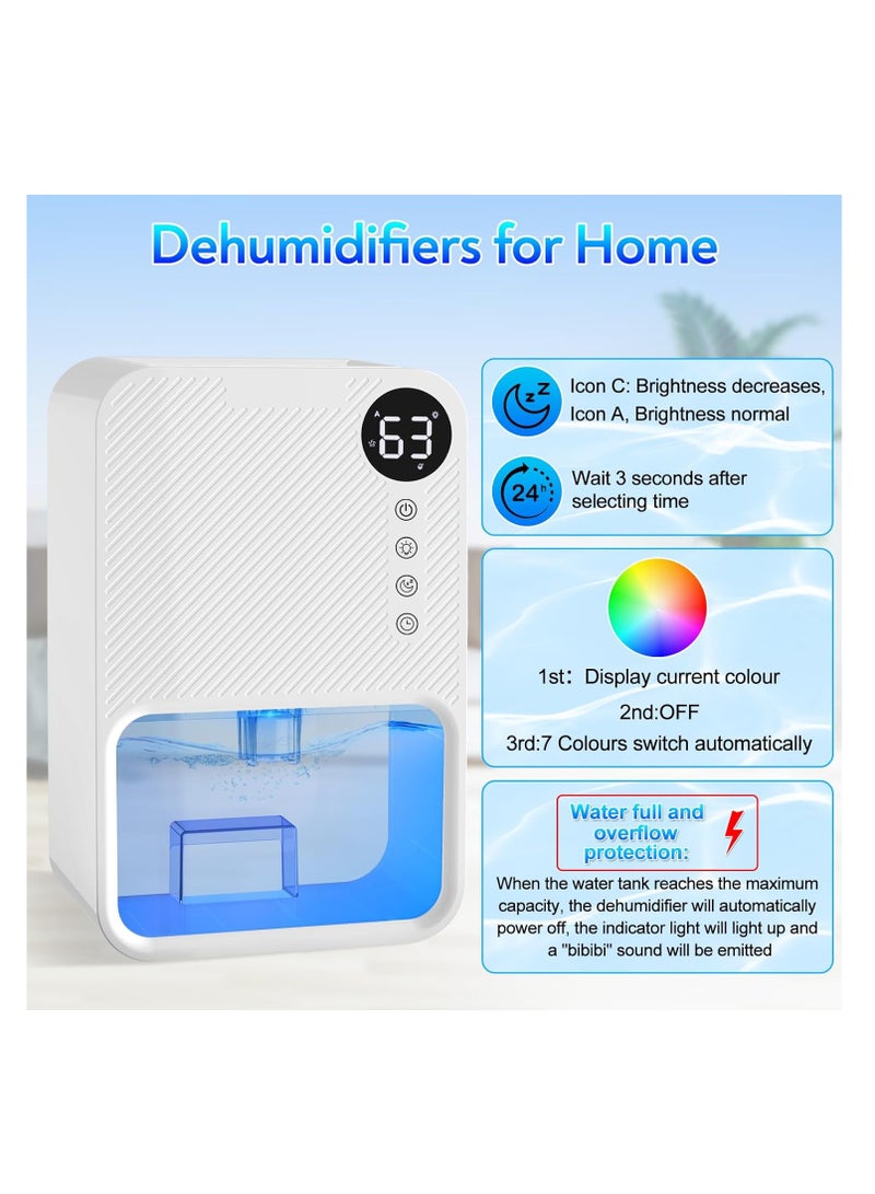 KASTWAVE مجفف الهواء للمنزل، مجفف الهواء للقبو، 592 قدم مربع. مجفف هواء منزلي شبه موصل مع 7 ألوان ضوء، مؤقت، وضع النوم، إيقاف تلقائي، مجفف هواء صغير لغرفة النوم، الحمام، القبو، RV - Image 5