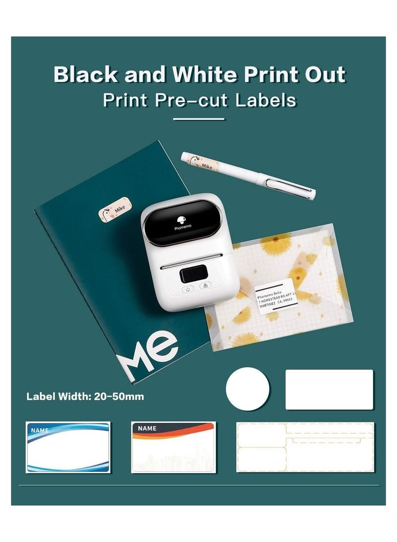 phomemo Bluetooth Label Maker Machine- M110 Portable Mini Thermal Barcode Label Maker for Business Labeling, Barcode, Office, Cable, Retail, Compatible with Android & iOS, White - Image 3