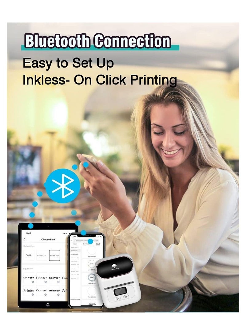 phomemo Bluetooth Label Maker Machine- M110 Portable Mini Thermal Barcode Label Maker for Business Labeling, Barcode, Office, Cable, Retail, Compatible with Android & iOS, White - Image 4