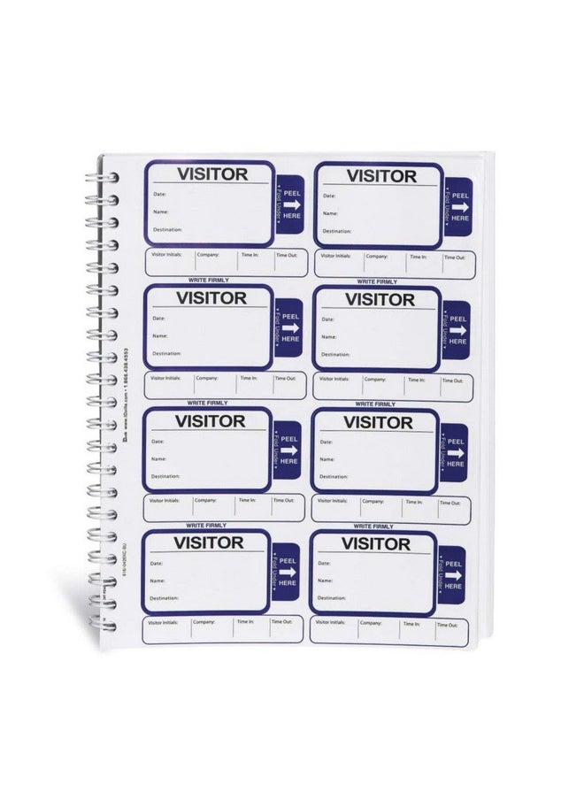 ID Card Pros - Visitor Log Book, Spiral-Bound Self Expiring Visitor Badges, Guest Register Book, Carbon Copy - 200 Badges - Image 1