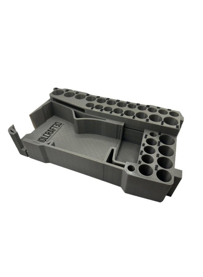 ToolCraft3d Design 3d Printed Insert Designed for Milwaukee Packout Organizer and Gen2 M12 Stubby 3/8" Impact (Insert Only) (Industrial Gray) - Image 1