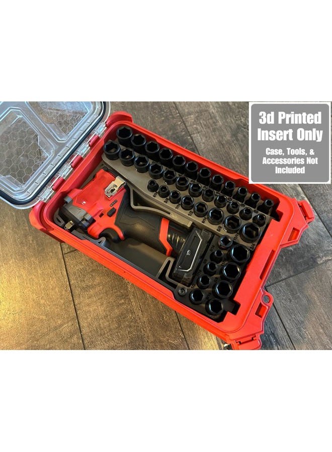 ToolCraft3d Design 3d Printed Insert Designed for Milwaukee Packout Organizer and Gen2 M12 Stubby 3/8" Impact (Insert Only) (Industrial Gray) - Image 2