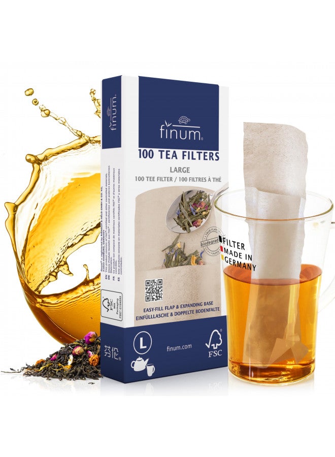 finum Finum Disposable Paper Tea Filter Bags for Loose Tea, Brown, Large, 100 Count - Image 1