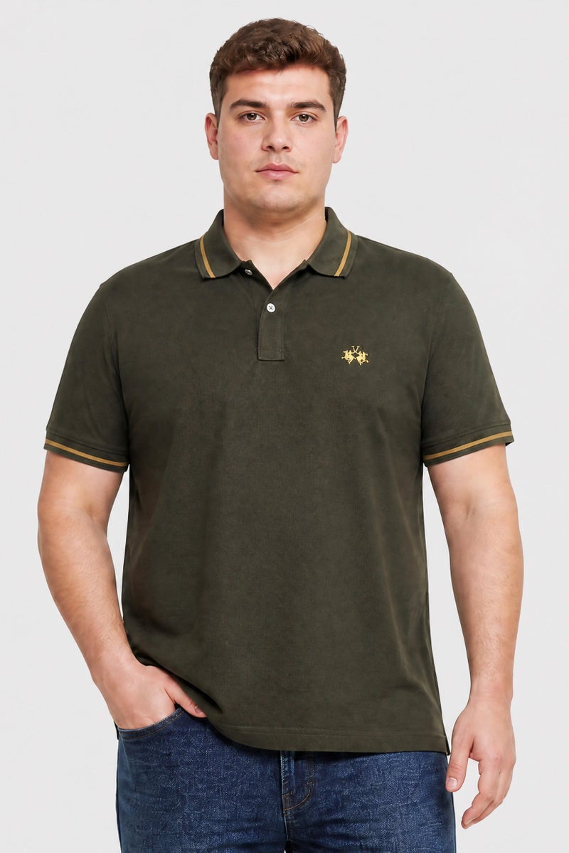 La Martina Men Regular Fit Embroidered Logo Short Sleeve Polo Shirt, Olive - Image 1
