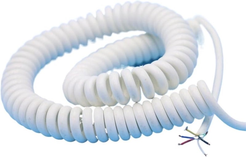 6 نواة 24AWG سلك تمديد تلسكوبي حلزوني يمتد 4 متر كابل زنبرك أبيض - Image 2