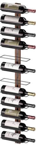 B4Life Wine Rack Wall Mounted for 12 Wine Bottles, Wood Wine Racks for Wall, Wine Holder Wine Bottle Racks for Kitchen, Dining Room, Bar - Image 1