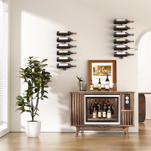 B4Life Wine Rack Wall Mounted for 12 Wine Bottles, Wood Wine Racks for Wall, Wine Holder Wine Bottle Racks for Kitchen, Dining Room, Bar - Image 3