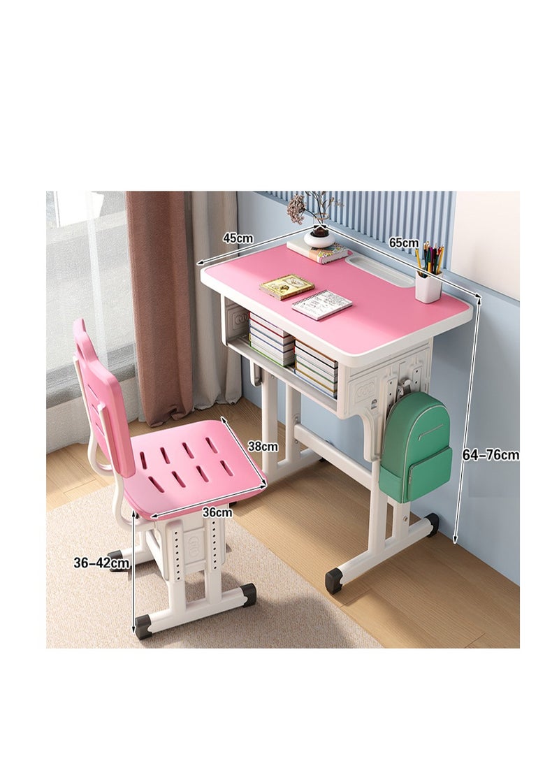 ZUIHAO ZUIHAO Home Adjustable Height Children Kids Study Desk and Chair Set Multifunctional School Student Writing Desk Study Table with Storage Drawer Sturdy Reading Chair Desk for Boys and Girls  - Image 2