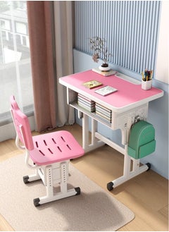 ZUIHAO ZUIHAO Home Adjustable Height Children Kids Study Desk and Chair Set Multifunctional School Student Writing Desk Study Table with Storage Drawer Sturdy Reading Chair Desk for Boys and Girls  - Image 1