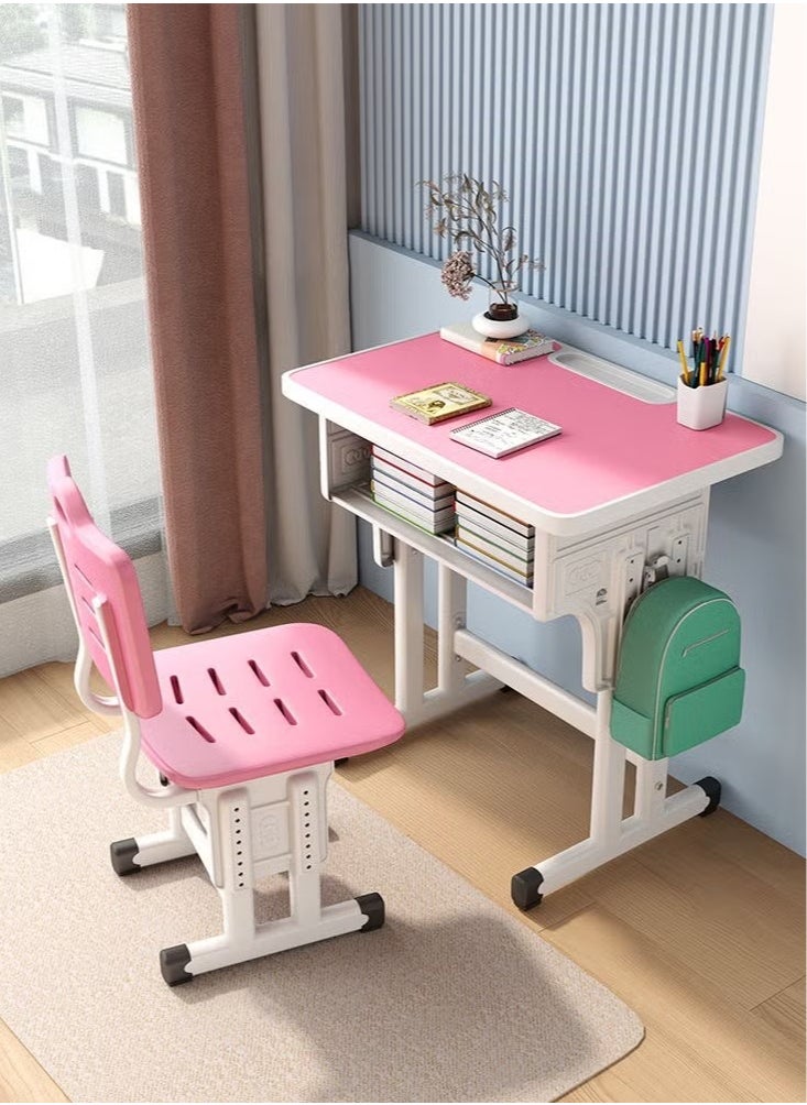 ZUIHAO ZUIHAO Home Adjustable Height Children Kids Study Desk and Chair Set Multifunctional School Student Writing Desk Study Table with Storage Drawer Sturdy Reading Chair Desk for Boys and Girls  - Image 1