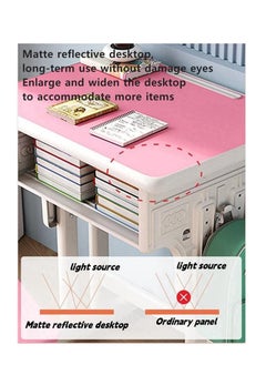 ZUIHAO ZUIHAO Home Adjustable Height Children Kids Study Desk and Chair Set Multifunctional School Student Writing Desk Study Table with Storage Drawer Sturdy Reading Chair Desk for Boys and Girls  - Image 5