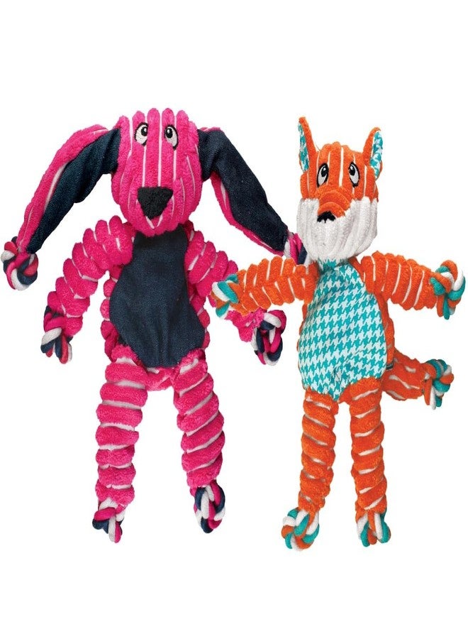 KONG Floppy Knots Dog Toy Bundle for Small/Medium Dogs - Durable Plush Toys with Internal Knotted Ropes & Squeakers - Minimal Stuffing for Less Mess (Bunny and Fox, Small/Medium) - Image 1