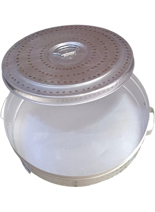 SAQOWARE SAQOWARE Alsaqer Aluminium Kubbos Dabba |Traditional Arabic Bread Box |Regag Storage | Arabic Bread Storage 18-Inch Diameter - Image 1