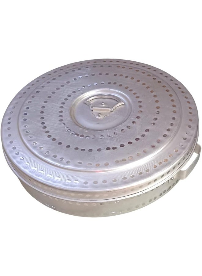 SAQOWARE SAQOWARE Alsaqer Aluminium Kubbos Dabba |Traditional Arabic Bread Box |Regag Storage | Arabic Bread Storage 18-Inch Diameter - Image 4