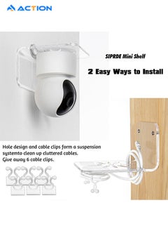 ACTION Clear Acrylic Wall Shelf 3 Pack for Smart Security Cameras, Baby & Pet Monitors, Small Floating Shelf for Plants, Speaker, Dog Camera, with Cable Clips  - Image 2
