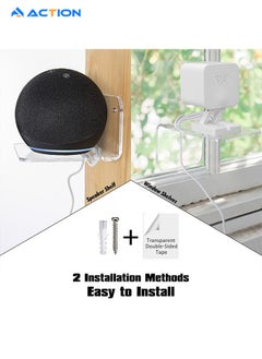 ACTION Clear Acrylic Wall Shelf 3 Pack for Smart Security Cameras, Baby & Pet Monitors, Small Floating Shelf for Plants, Speaker, Dog Camera, with Cable Clips  - Image 3