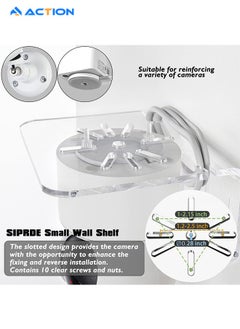 ACTION Clear Acrylic Wall Shelf 3 Pack for Smart Security Cameras, Baby & Pet Monitors, Small Floating Shelf for Plants, Speaker, Dog Camera, with Cable Clips  - Image 4