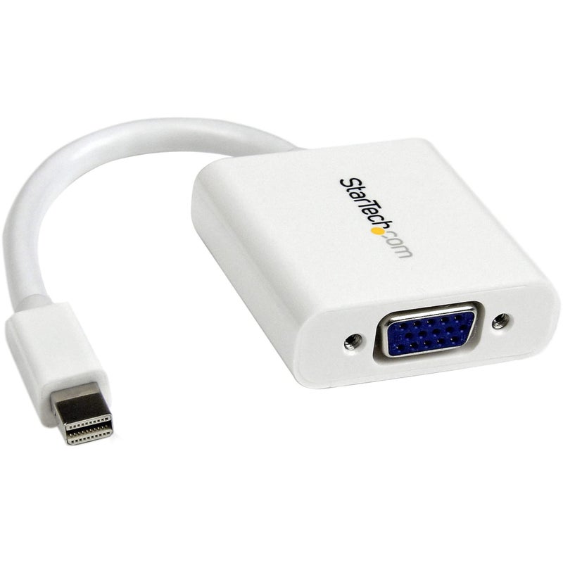StarTech.com Mini DisplayPort to VGA Adapter - Active Mini DP to VGA Converter - 1080p Video - mDP or Thunderbolt 1/2 Mac/PC to VGA Monitor/Projector/Display - mDP 1.2 to VGA Dongle - White (MDP2VGAW) - Image 1