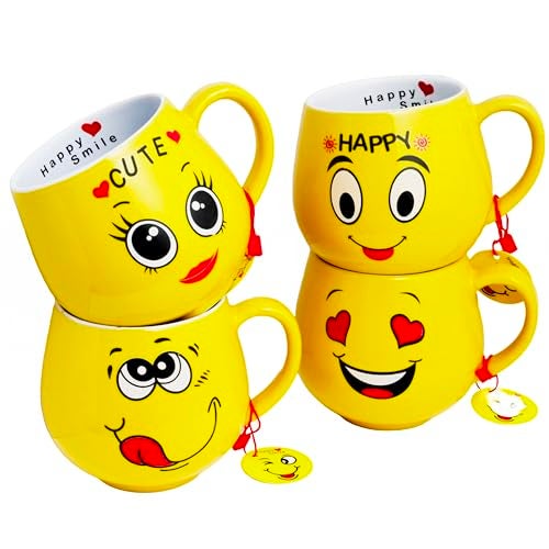 Femora Ceramic Coffee Mug Printed Smiley Emoji | 380 Ml | Drinkware for Home Office Kids Tea Milk | Gift for Loved Ones | Microwave and Dishwasher Safe (Smiley Face with Heart Eyes) - Image 5