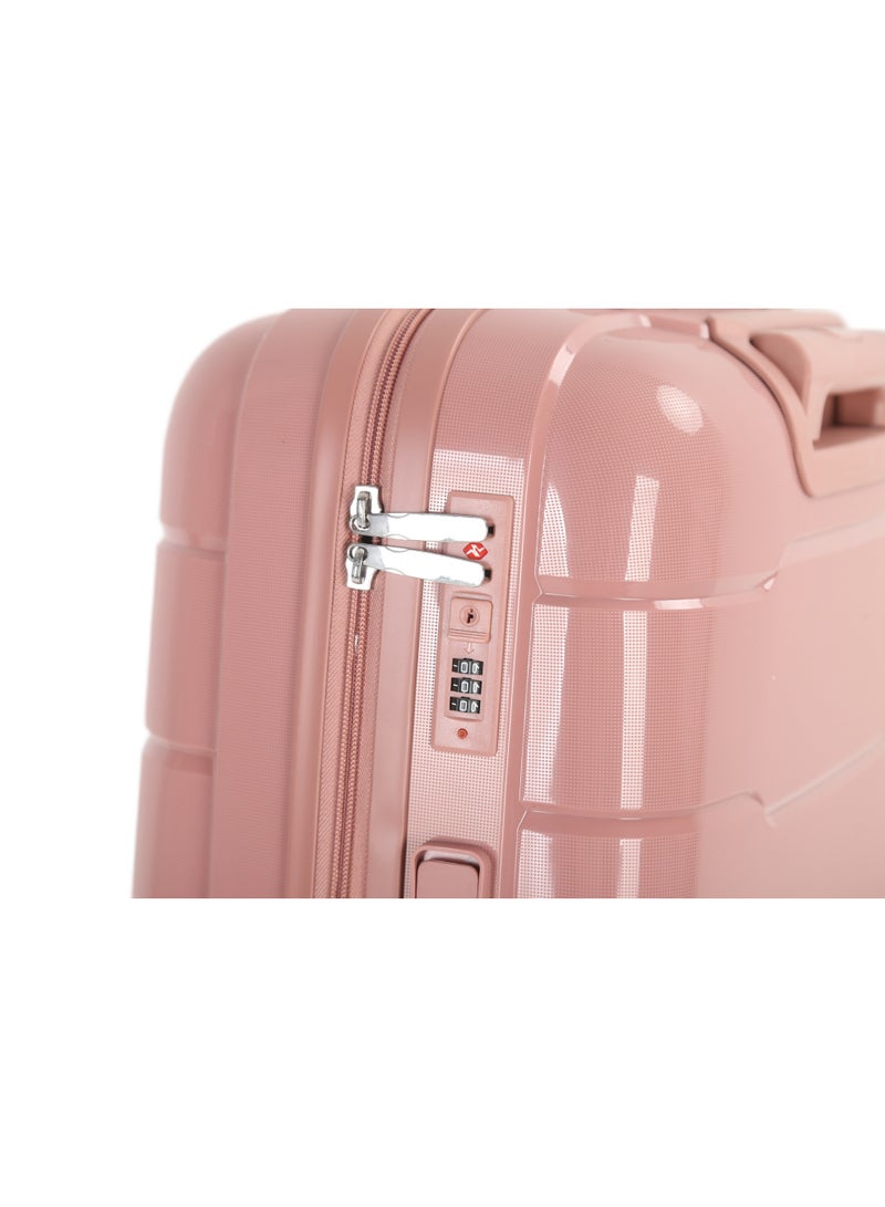 اتش تي مجموعة حقائب سفر H.T من 4 قطع - حقائب متينة بهيكل صلب مع عجلات دوارة، ومقبض تلسكوبي، وسحابات مضادة للسرقة (13/20/24/28 بوصة، 13.5/49/80/116 لترًا، طقم سفر خفيف الوزن، لون ذهبي وردي) - Image 5