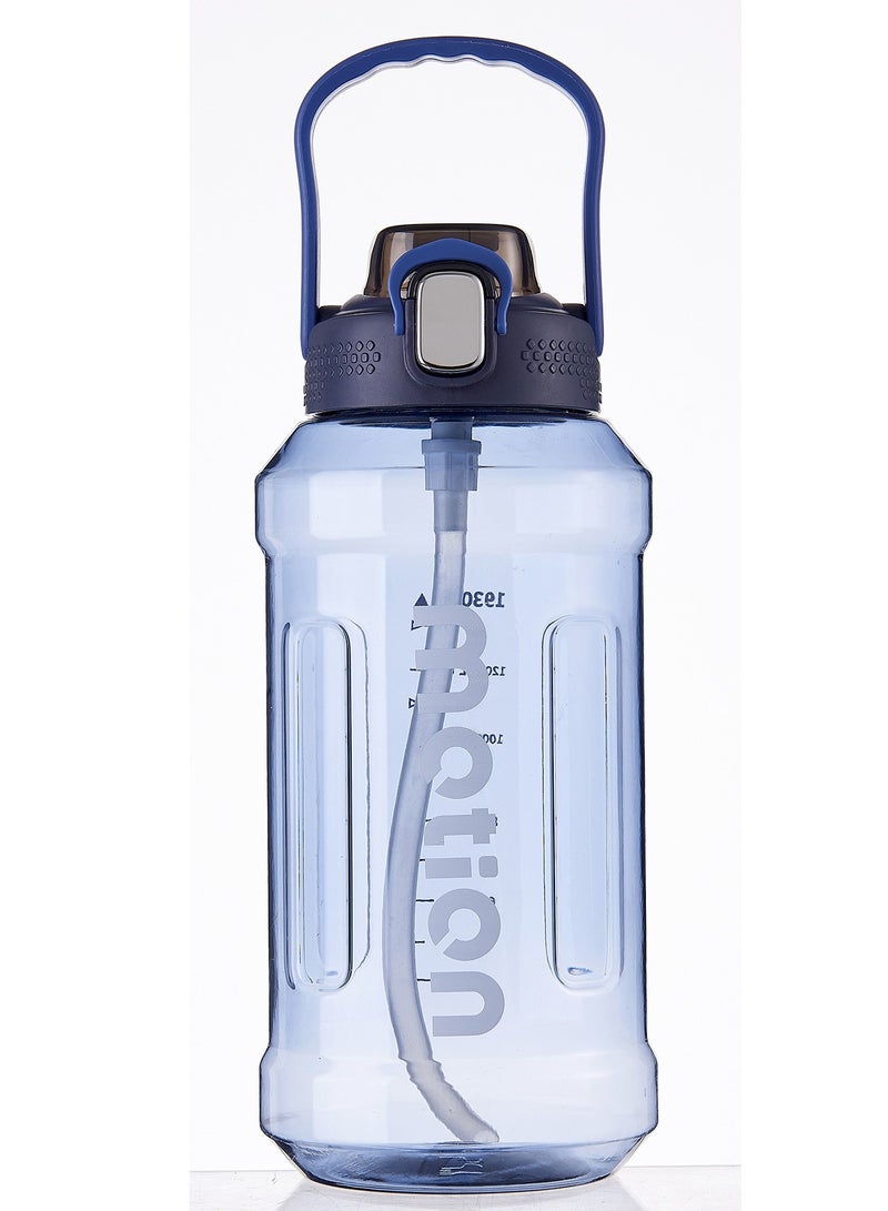 موشون زجاجة مياه رياضية,سعة 1930 لتر ، نصف جالون تحفيزية مع ماصة قابلة للازالة بعلامات زمنية قابلة للازالة، خالية من البيسفينول ايه ومضادة للتسرب، للياقة البدنية وصالة الالعاب الرياضية- كحلي , برتقالي - Image 3