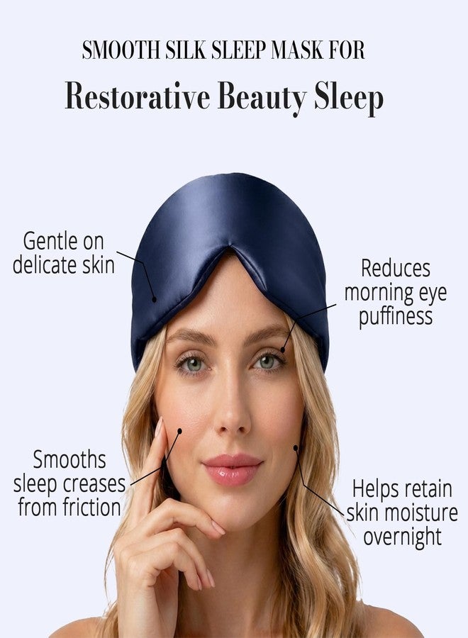 Gizmolet 22 Momme Pure Mulberry Silk Sleep Mask, 3D Contoured Cup Eye Mask for Sleeping, Super Soft Breathable Blindfold with Adjustable Strap, Perfect Blocks Light for All Night Sleep, Blue - Image 3