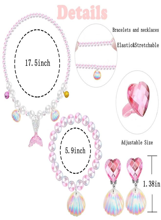 DkakoJew Jewelry Set For Girls Necklace Bracelet Earring ring Set Mermaid Necklace For Girls Jewelry Set Halloween Christmas Birthday Gift over 3 years old. - Image 3