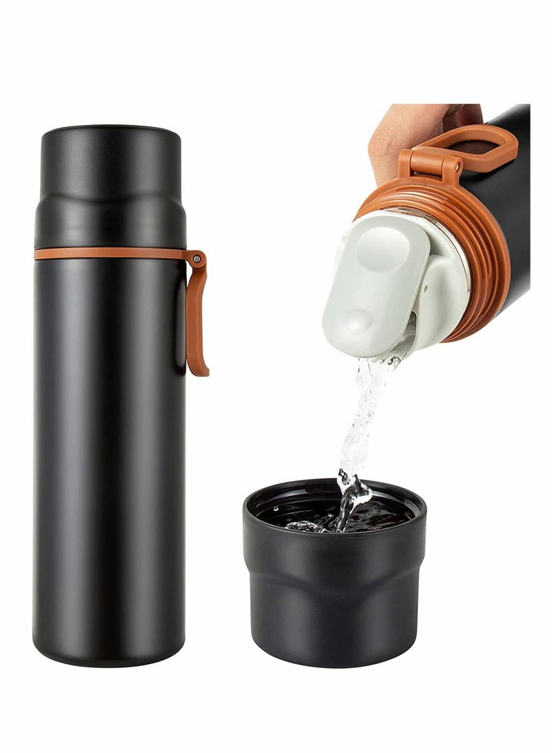 450ml Insulated Water Bottle Stainless Steel Vacuum Coffee Cup with Handle, Flask Double Walled Sport Travel Mug with Leakproof Lid, Keep Hot & Cold 12 Hours BPA Free, 15oz - Image 1