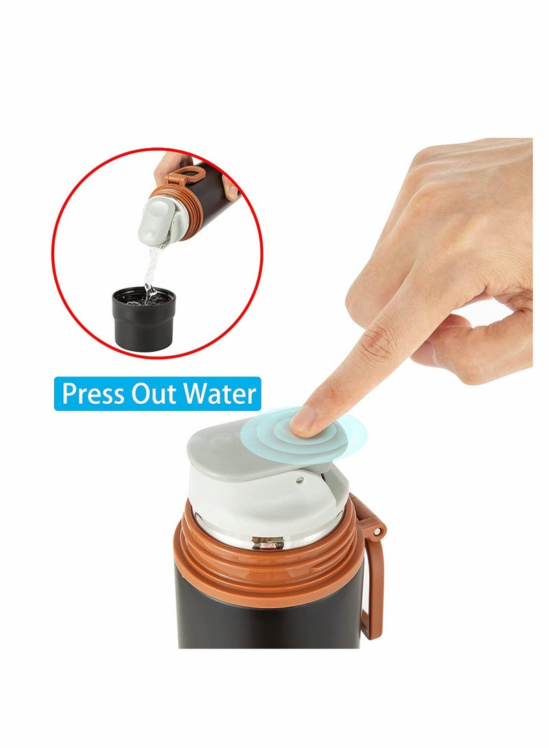 450ml Insulated Water Bottle Stainless Steel Vacuum Coffee Cup with Handle, Flask Double Walled Sport Travel Mug with Leakproof Lid, Keep Hot & Cold 12 Hours BPA Free, 15oz - Image 3