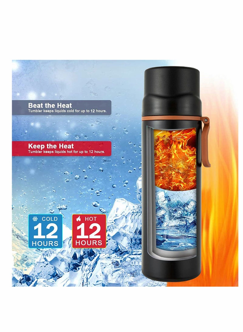450ml Insulated Water Bottle Stainless Steel Vacuum Coffee Cup with Handle, Flask Double Walled Sport Travel Mug with Leakproof Lid, Keep Hot & Cold 12 Hours BPA Free, 15oz - Image 4
