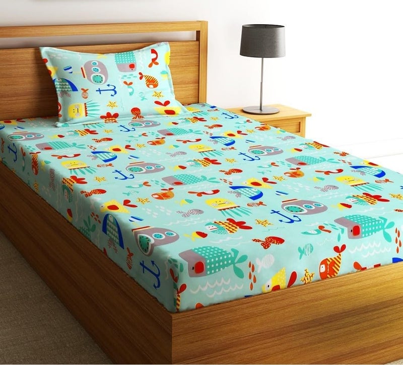 Blenzza Deco™ Glace Cotton Single Bed Reversible Babies 1 Kids Comforter & 1 Single Flat Bed Sheet with 1 Pillow Cover (Design 14) (0 to 8 Years Kids) - Image 4