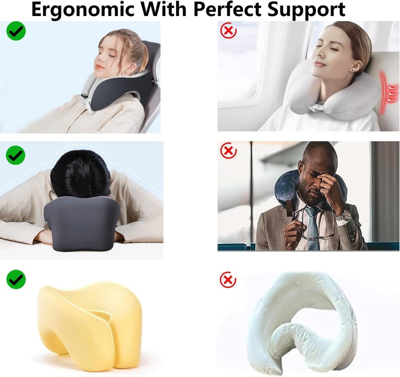 Exrp 2-in-1 Travel Neck Pillow, Advanced Neck Support for Long Flights, Portable Drawstring Bag, U Shape Memory Foam Pillows for Traveling, Car, Home - Image 3