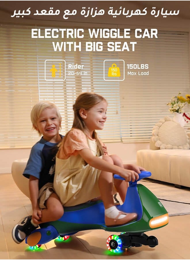 Hompenny - 2-in-1 Electric Ride On Car for Kids, Tricycle / Wiggle Car / Scooter, 360° Rotation, Bluetooth Music, Large Seat for Parent-Child Interaction, 80KG Load Capacity, 2 Adjustable Speeds, Flashing LED Wheels, 12V Rechargeable Battery with Fast Charging & Long Battery Life - Image 1