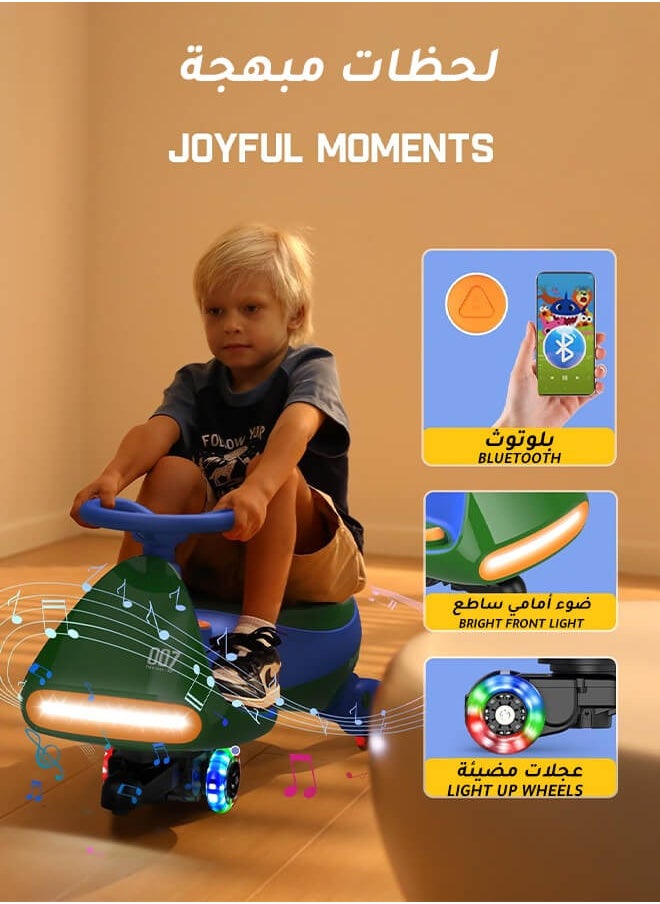 Hompenny - 2-in-1 Electric Ride On Car for Kids, Tricycle / Wiggle Car / Scooter, 360° Rotation, Bluetooth Music, Large Seat for Parent-Child Interaction, 80KG Load Capacity, 2 Adjustable Speeds, Flashing LED Wheels, 12V Rechargeable Battery with Fast Charging & Long Battery Life - Image 1