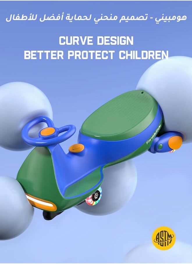 Hompenny - 2-in-1 Electric Ride On Car for Kids, Tricycle / Wiggle Car / Scooter, 360° Rotation, Bluetooth Music, Large Seat for Parent-Child Interaction, 80KG Load Capacity, 2 Adjustable Speeds, Flashing LED Wheels, 12V Rechargeable Battery with Fast Charging & Long Battery Life - Image 1