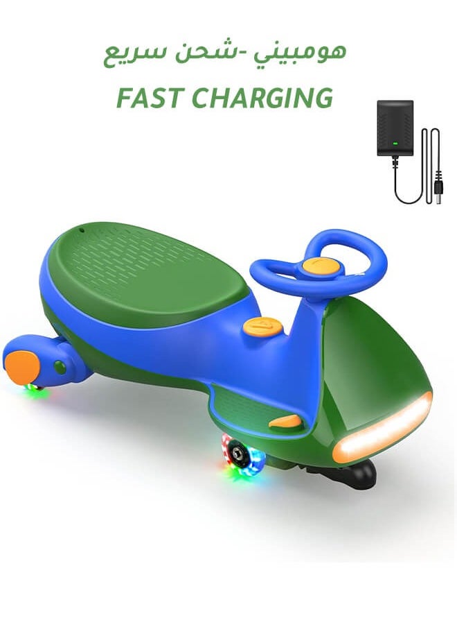 Hompenny - 2-in-1 Electric Ride On Car for Kids, Tricycle / Wiggle Car / Scooter, 360° Rotation, Bluetooth Music, Large Seat for Parent-Child Interaction, 80KG Load Capacity, 2 Adjustable Speeds, Flashing LED Wheels, 12V Rechargeable Battery with Fast Charging & Long Battery Life - Image 1