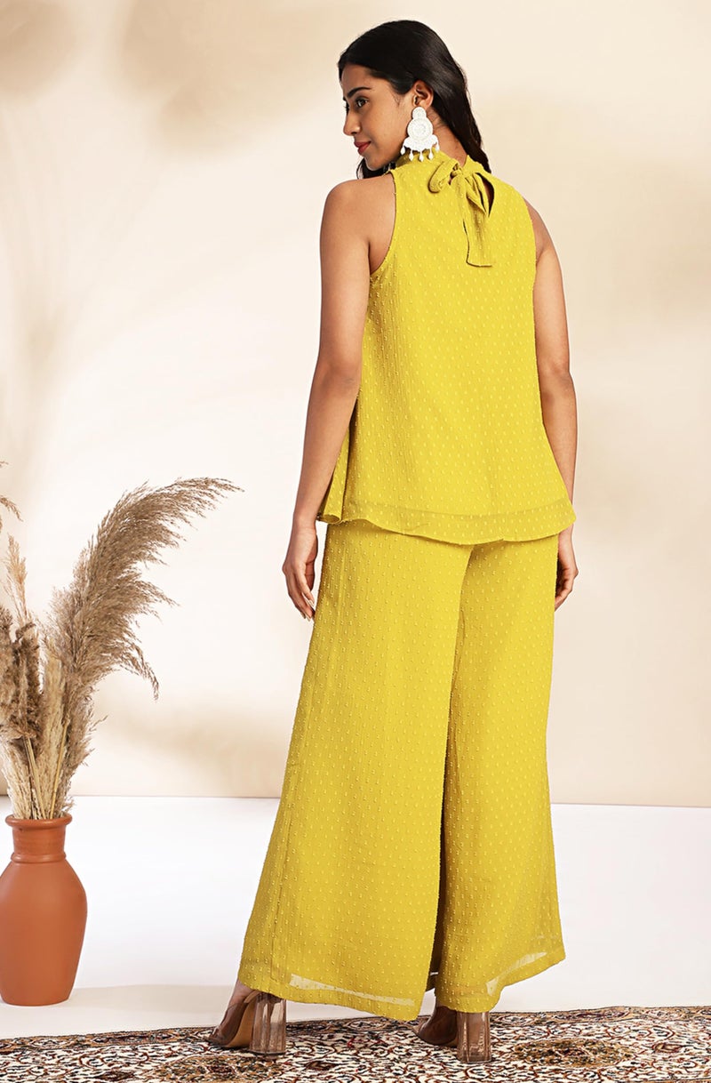 Janasya Women's Yellow Dobby Chiffon Solid Co-ord Set(SET916-CO-ORD-S) - Image 5