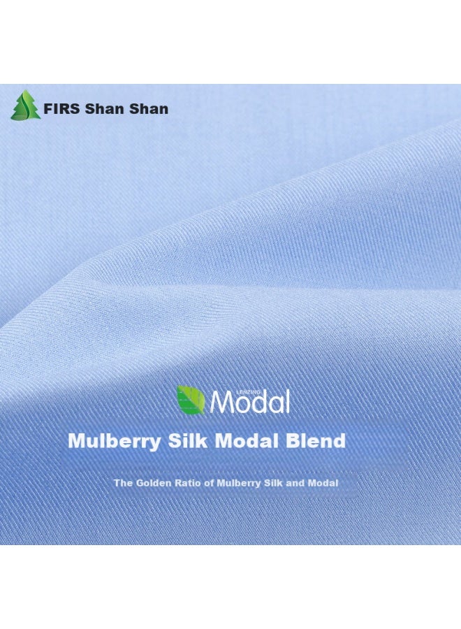 Firs Men's Summer Business Modal Mulberry Silk Short Sleeve Shirt Elastic Wrinkle-free Shirt D19101 43 - Image 5