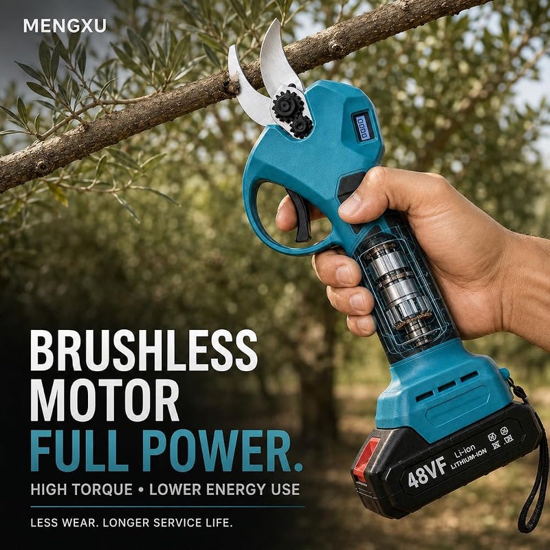 MENGXU 21V Electric Pruning Shears, 40mm Brushless Pruner, 3.0Ah Battery - Image 5