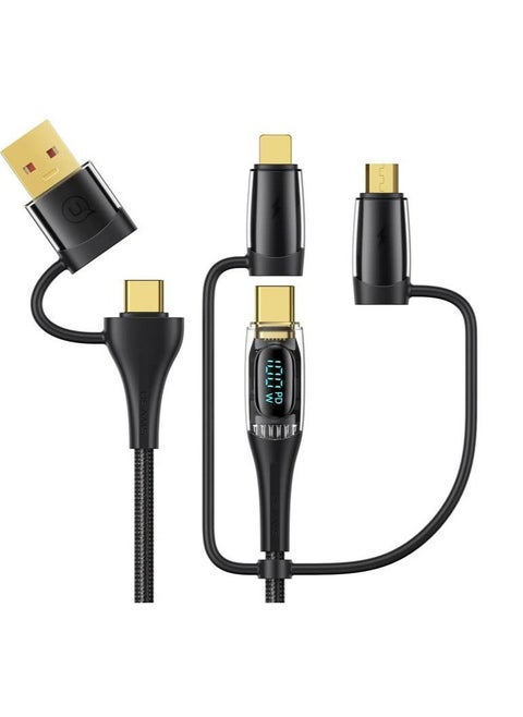 5-in-1 USB C Multi Charging Cable 100W Fast Charger with LED Display 4FT Type C to Type C Adapter for Laptop Tablet and Phone
