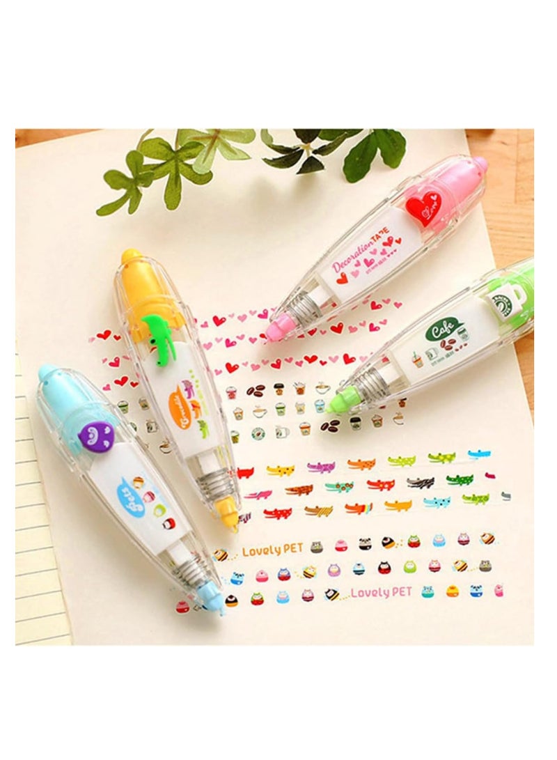 SYOSI 6 Pcs Joyfullift Decorative Pens - DIY Cute Animals Press Type with Lovely Lace Cartoon Pattern Correction Tape - Perfect for Scrapbooking, Diary, Greeting Cards, and Letters - Image 3