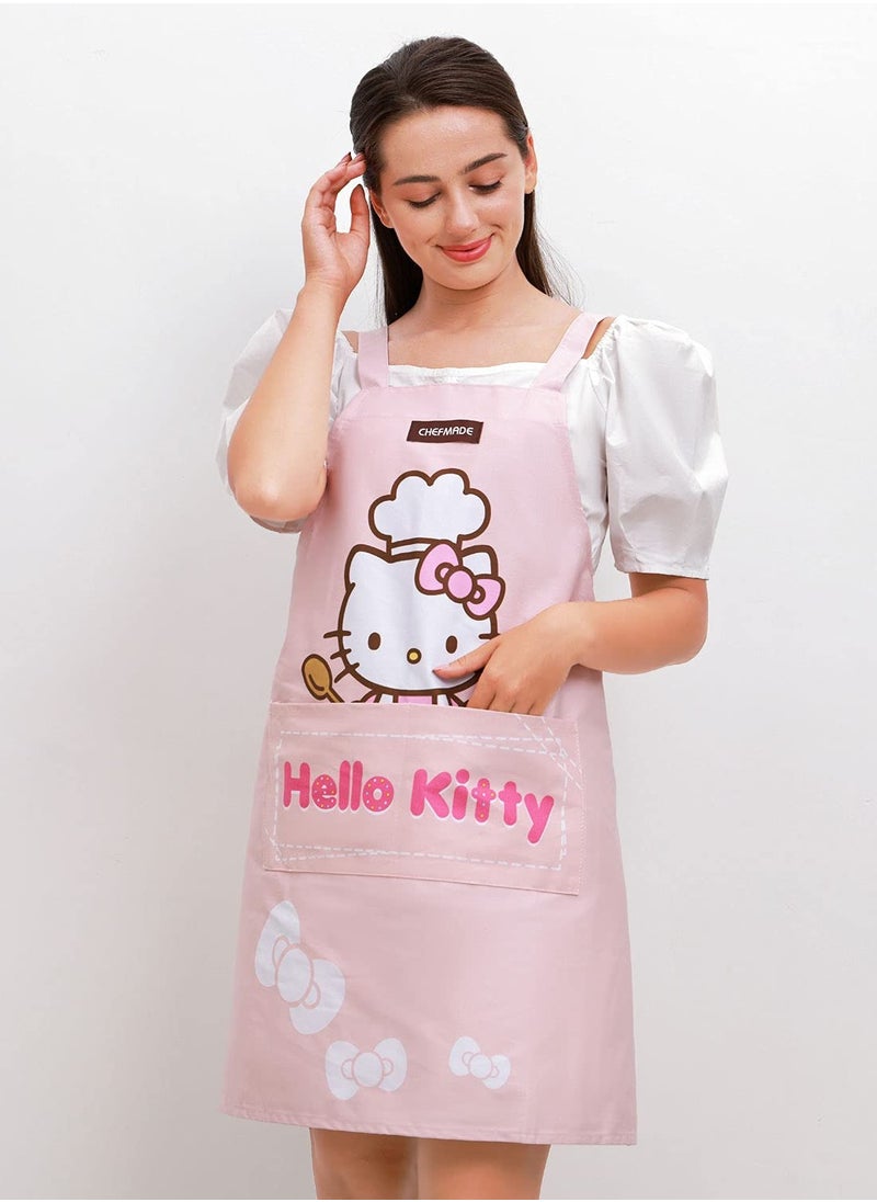chefmade - Hello Kitty 100% Cotton Apron Adjustable Cross Back Dress with 2 Pockets Kitchen Aprons - Image 1