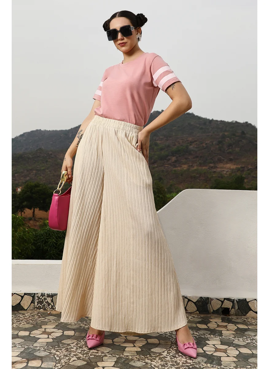 كامبوس سوترا Women's Solid Light Pink Boxy Top