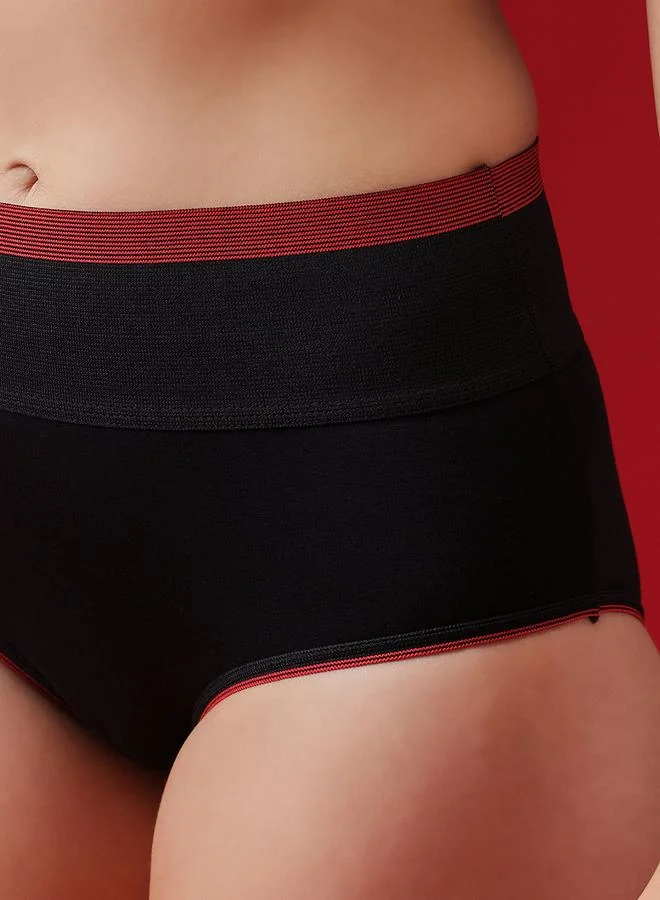 Clovia  Black High Waist Cotton Blend Tummy Tucker Hipster for Women | Best Price UAE